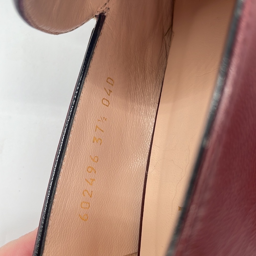 Gucci Burgundy leather Malaga Kid GG Marmont Loafers Vintage Bordeaux 37.5 - Picture 6 of 9